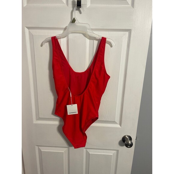 Dixperfect Retro 80s/90s Inspired High Cut Low Back Swimsuit Red Size L New - Picture 8 of 9